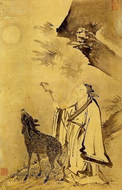 양송당 김시(金禔1524  1593)  선록완월仙鹿翫月  지본수묵.jpg