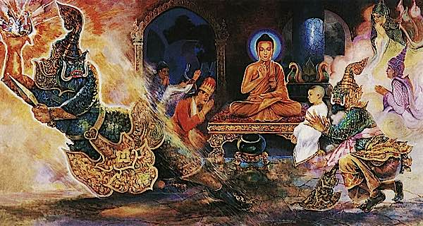 Buddha-Weekly-Angry-celestial-Ogre-Alavaka-tamed-by-the-Serenety-of-Buddha-Takes-Refuge-Buddhism.jpg